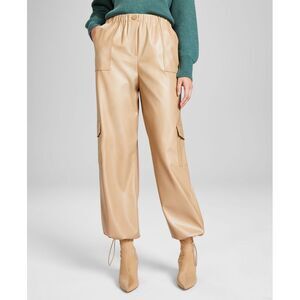 And Now This Women's High Rise Faux Leather Cargo Pants